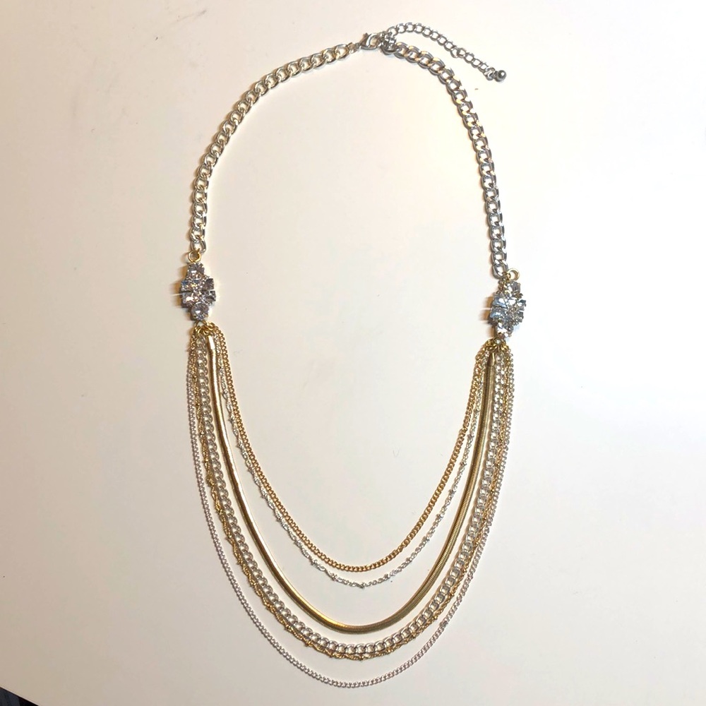 Two-Tone (Gold and Silver) 6-Strand Drop Necklace